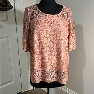 Dressbarn Lace Blouse - Soft Pink